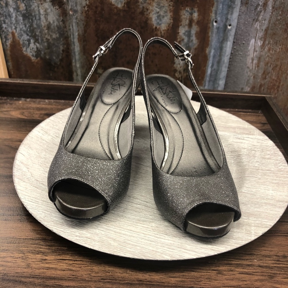 LifeStride Grey Glitter Slingback Heels